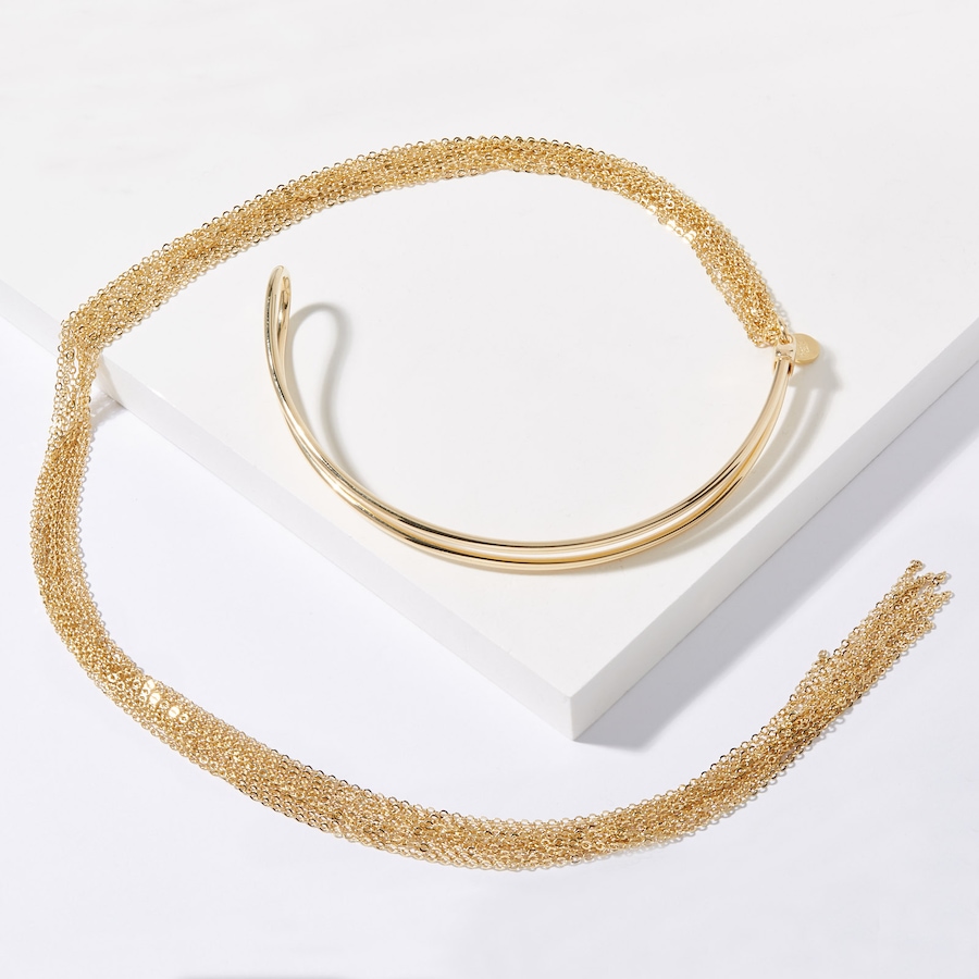 Image 224758_ALTMORE1.jpg, Product 224-758 / Price $189.99, Bronzoro Yellow Gold Fashion Diamond Cut Multi Cable Strand Scarf Necklace from Bronzoro on TSC.ca's Jewellery department