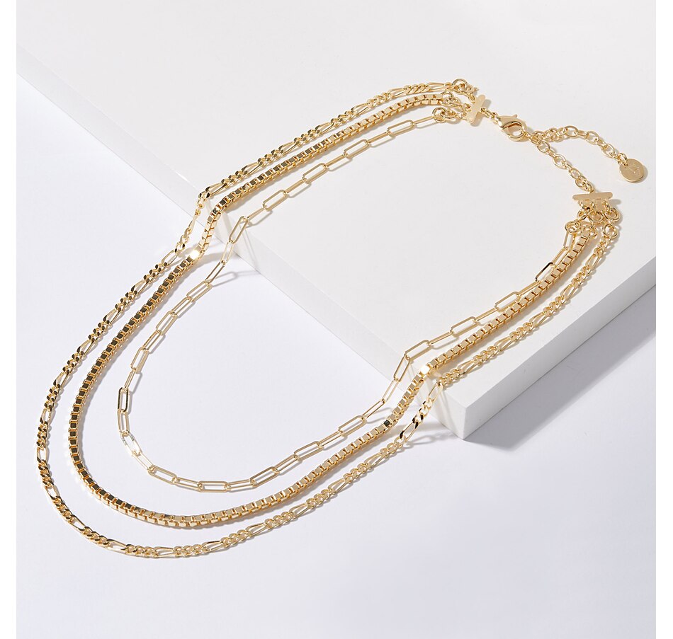 Jewellery Necklaces & Pendants Necklaces Bronzoro Yellow Gold 3 Necklace with Multi Chain