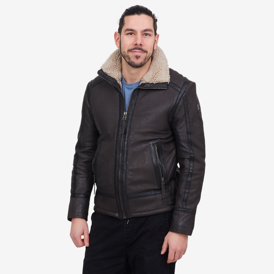 Image 225109_DBR.jpg, Product 225-109 / Price $249.88, Mauritius Men's Anchorage Teddy Lined Leather Jacket from Mauritius on TSC.ca's Fashion department