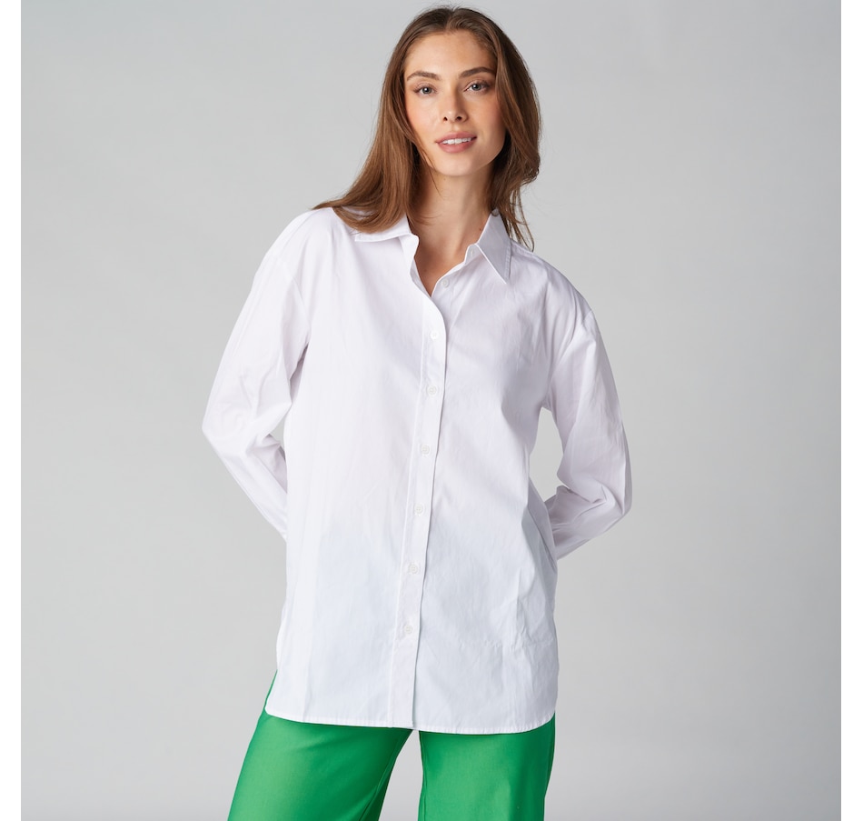 Image 225111_ALTMORE11.jpg, Product 225-111 / Price $40.33, Isaac Mizrahi Cotton Sateen Printed Classic Shirt from Isaac Mizrahi New York on TSC.ca's Fashion department