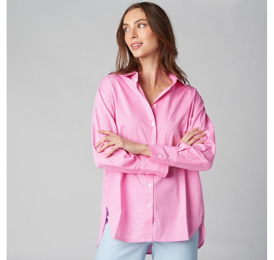 Image 225111_ALTMORE13.jpg, Product 225-111 / Price $40.33, Isaac Mizrahi Cotton Sateen Printed Classic Shirt from Isaac Mizrahi New York on TSC.ca's Fashion department