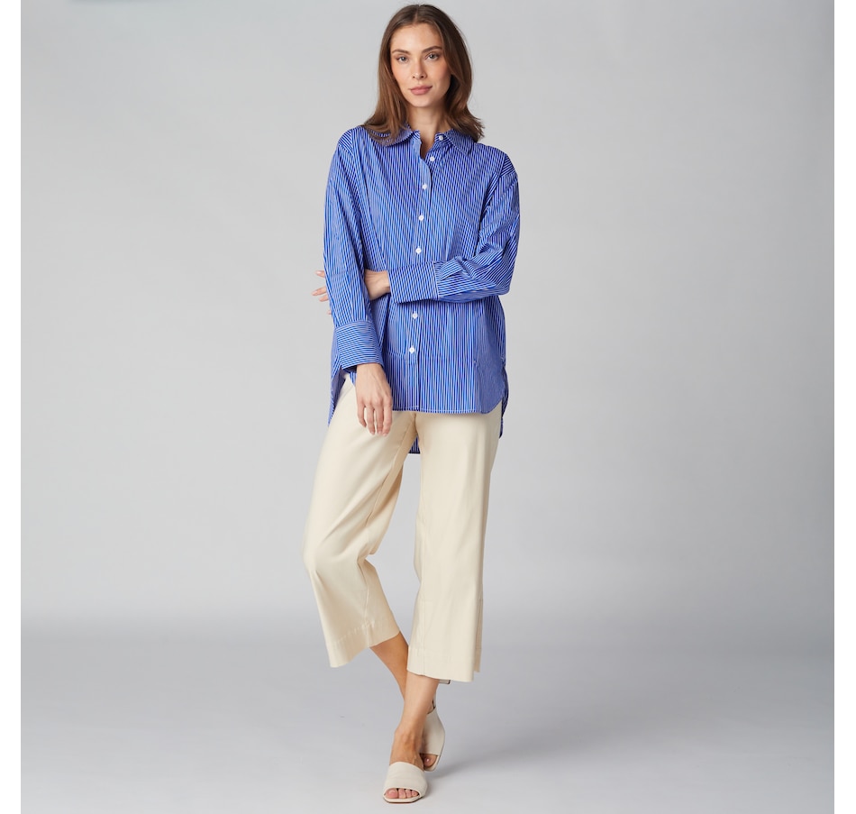 Image 225111_ALTMORE14.jpg, Product 225-111 / Price $40.33, Isaac Mizrahi Cotton Sateen Printed Classic Shirt from Isaac Mizrahi New York on TSC.ca's Fashion department