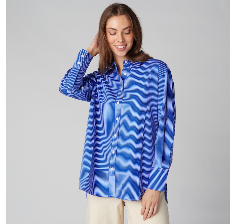 Image 225111_ALTMORE15.jpg, Product 225-111 / Price $40.33, Isaac Mizrahi Cotton Sateen Printed Classic Shirt from Isaac Mizrahi New York on TSC.ca's Fashion department