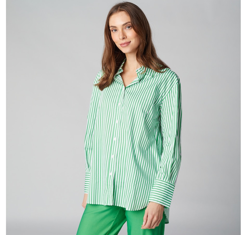 Image 225111_ALTMORE2.jpg, Product 225-111 / Price $40.33, Isaac Mizrahi Cotton Sateen Printed Classic Shirt from Isaac Mizrahi New York on TSC.ca's Fashion department