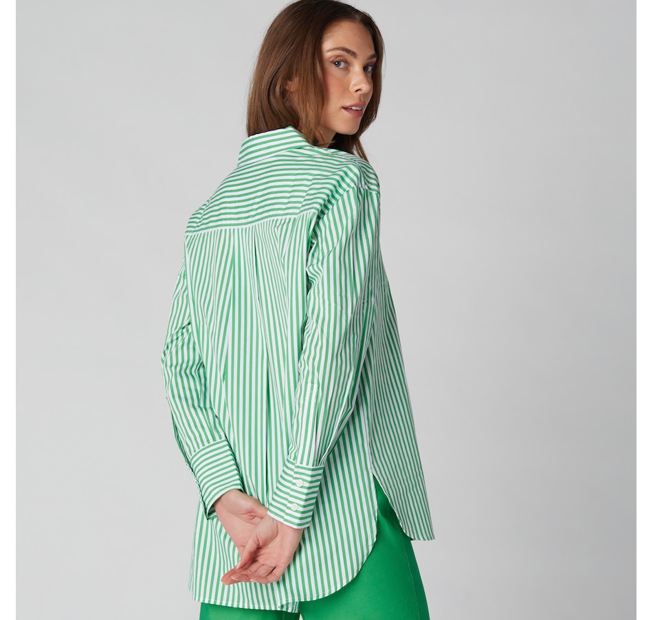 Image 225111_ALTMORE3.jpg, Product 225-111 / Price $40.33, Isaac Mizrahi Cotton Sateen Printed Classic Shirt from Isaac Mizrahi New York on TSC.ca's Fashion department