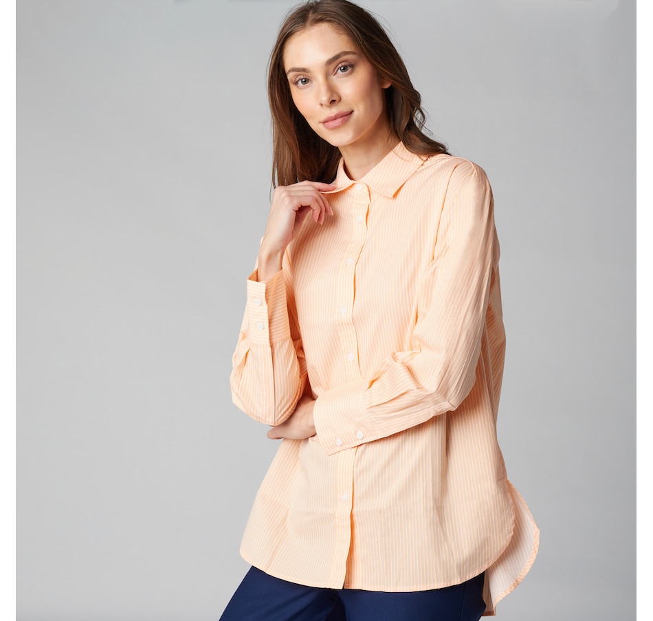 Image 225111_ALTMORE5.jpg, Product 225-111 / Price $40.33, Isaac Mizrahi Cotton Sateen Printed Classic Shirt from Isaac Mizrahi New York on TSC.ca's Fashion department