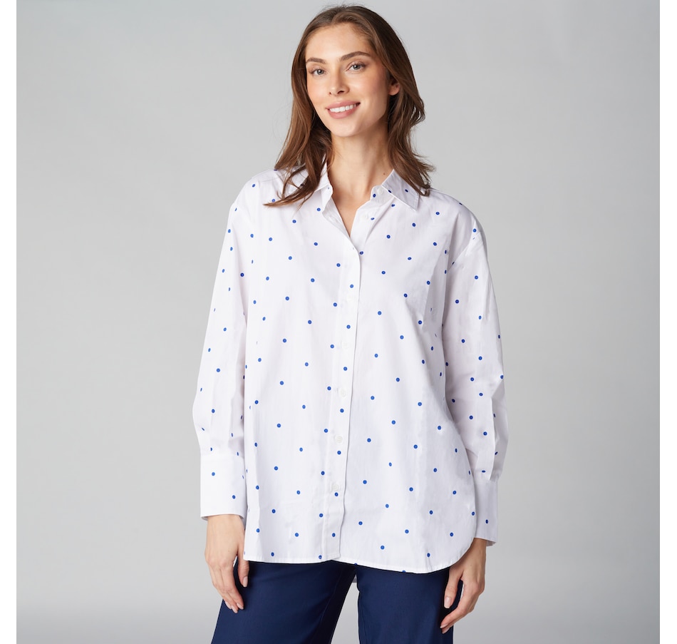 Image 225111_ALTMORE7.jpg, Product 225-111 / Price $40.33, Isaac Mizrahi Cotton Sateen Printed Classic Shirt from Isaac Mizrahi New York on TSC.ca's Fashion department