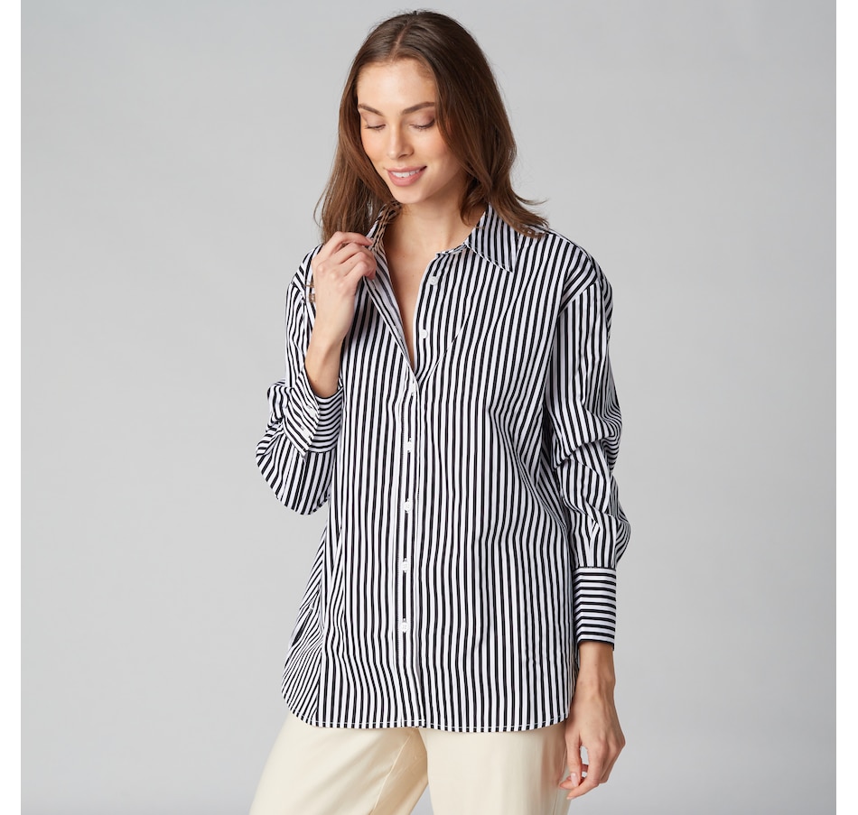 Image 225111_ALTMORE9.jpg, Product 225-111 / Price $40.33, Isaac Mizrahi Cotton Sateen Printed Classic Shirt from Isaac Mizrahi New York on TSC.ca's Fashion department