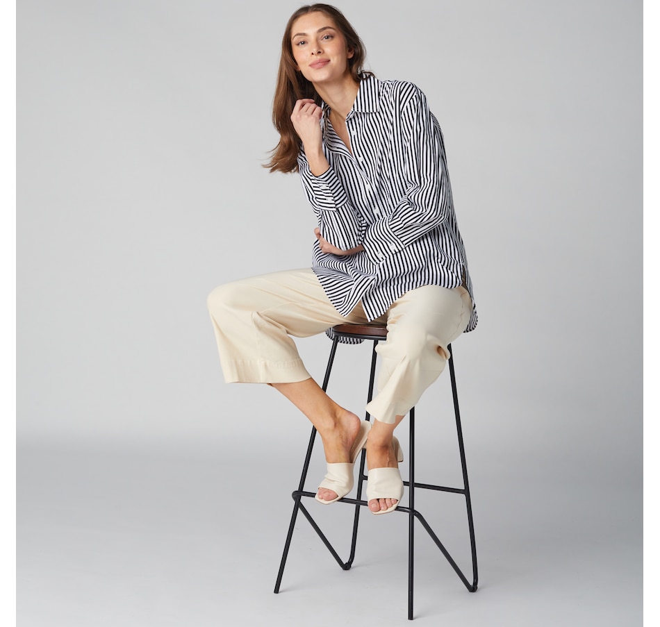 Image 225111_BKW.jpg, Product 225-111 / Price $40.33, Isaac Mizrahi Cotton Sateen Printed Classic Shirt from Isaac Mizrahi New York on TSC.ca's Fashion department