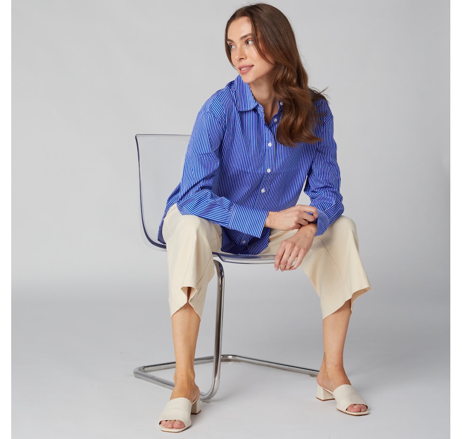 Image 225111_BSTR.jpg, Product 225-111 / Price $40.33, Isaac Mizrahi Cotton Sateen Printed Classic Shirt from Isaac Mizrahi New York on TSC.ca's Fashion department