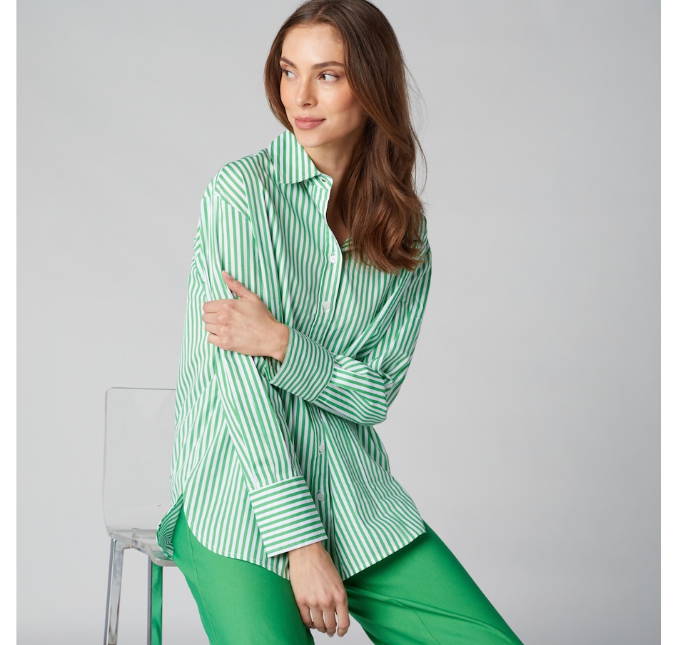 Image 225111_GNSR.jpg, Product 225-111 / Price $40.33, Isaac Mizrahi Cotton Sateen Printed Classic Shirt from Isaac Mizrahi New York on TSC.ca's Fashion department