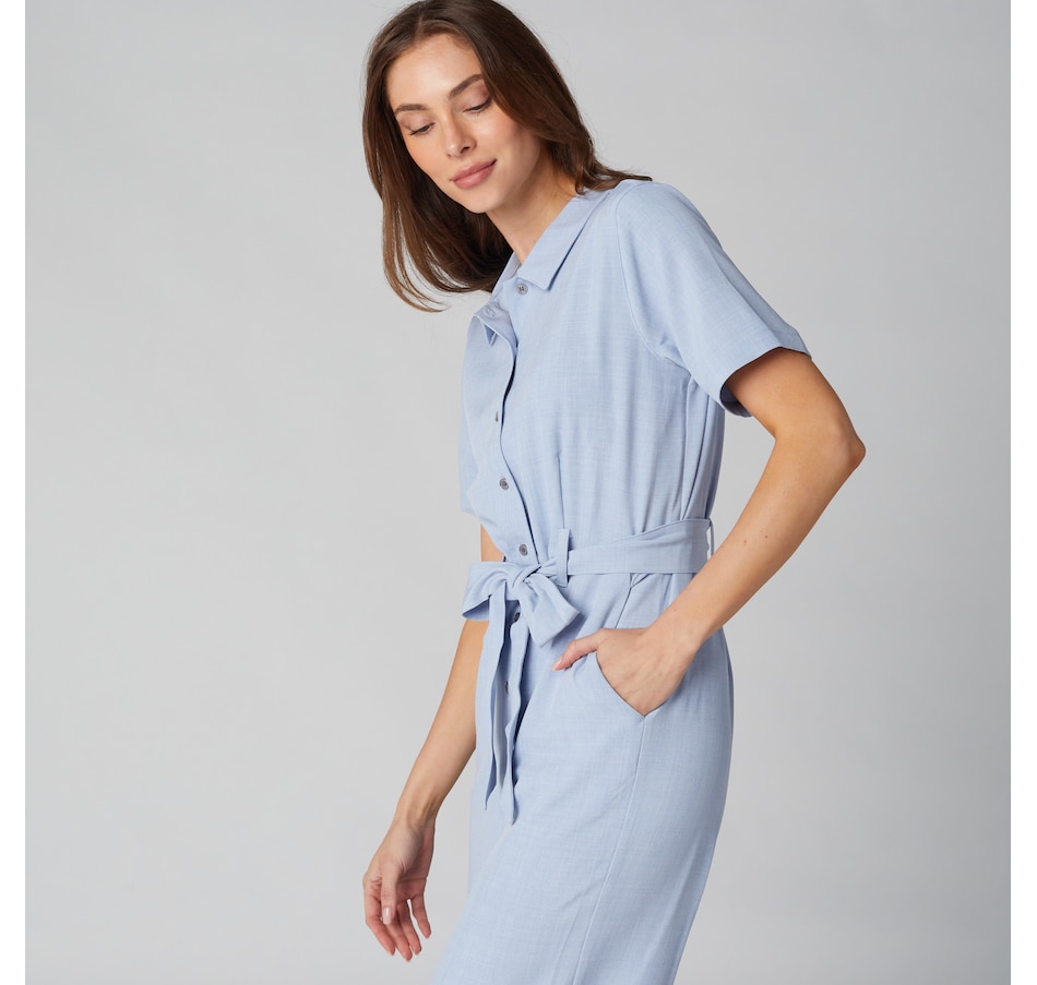 Image 225121_CHA.jpg, Product 225-121 / Price $39.33, Isaac Mizrahi Chambray Jumpsuit from Isaac Mizrahi New York on TSC.ca's Fashion department