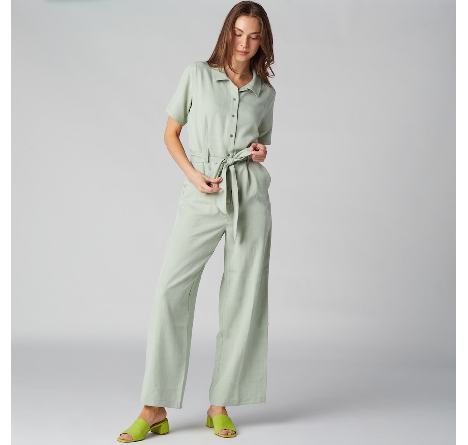Image 225121_LTG.jpg, Product 225-121 / Price $39.33, Isaac Mizrahi Chambray Jumpsuit from Isaac Mizrahi New York on TSC.ca's Fashion department