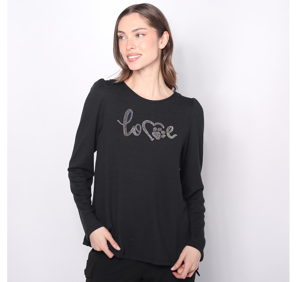 Image 225126_BLK.jpg, Product 225-126 / Price $19.33, Kim & Co. Soft Touch Long Sleeve Top with Shirring and Printed Design from Kim & Co. on TSC.ca's Fashion department