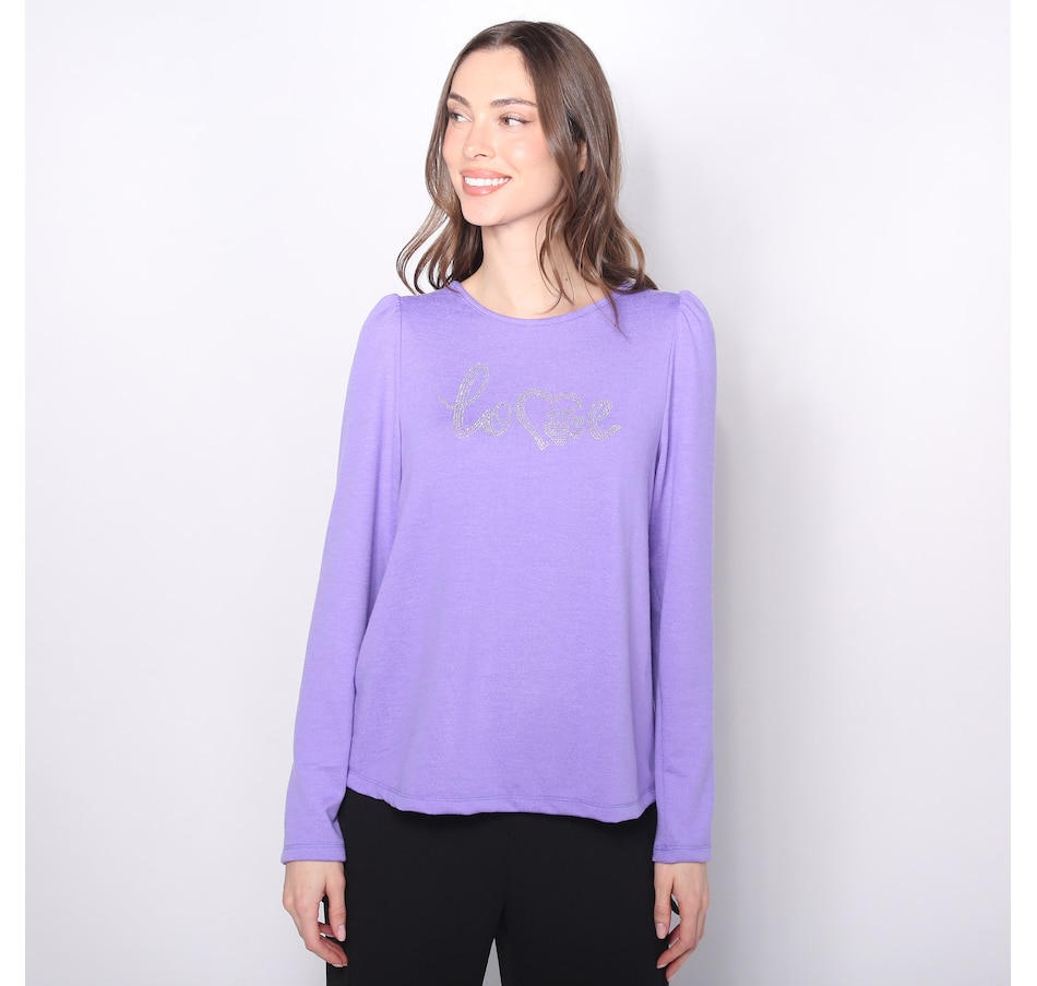 Image 225126_VIO.jpg, Product 225-126 / Price $19.33, Kim & Co. Soft Touch Long Sleeve Top with Shirring and Printed Design from Kim & Co. on TSC.ca's Fashion department