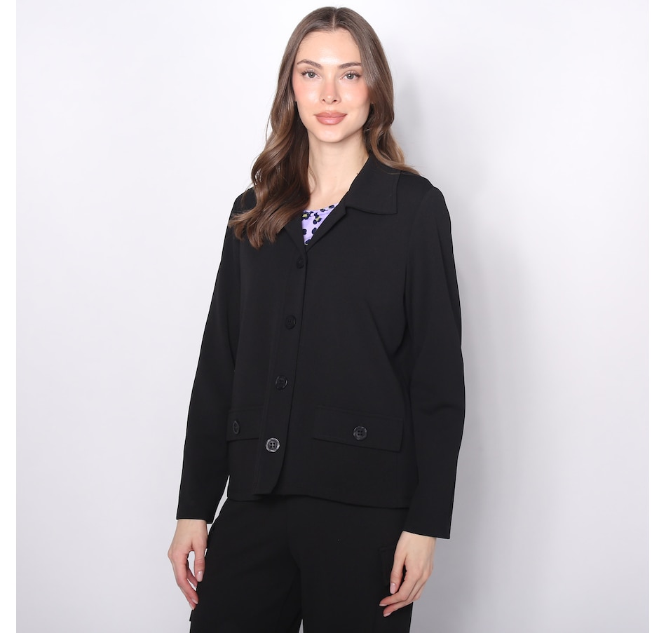 Image 225132_BLK.jpg, Product 225-132 / Price $29.33, Kim & Co. Ponte Crepe Long Sleeve Collar Jacket from Kim & Co. on TSC.ca's Fashion department