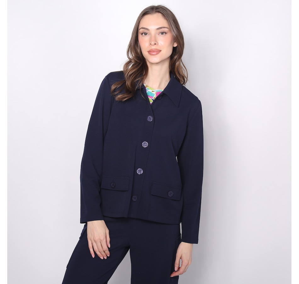 Image 225132_NVY.jpg, Product 225-132 / Price $29.33, Kim & Co. Ponte Crepe Long Sleeve Collar Jacket from Kim & Co. on TSC.ca's Fashion department