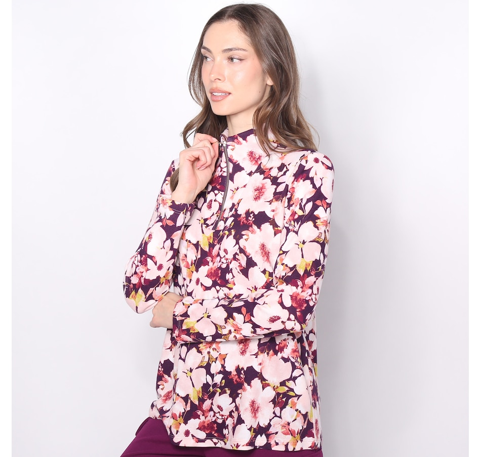 Image 225134_PUFL.jpg, Product 225-134 / Price $19.33, Kim & Co. Printed Foil Soft Touch Zip Detail Top from Kim & Co. on TSC.ca's Fashion department