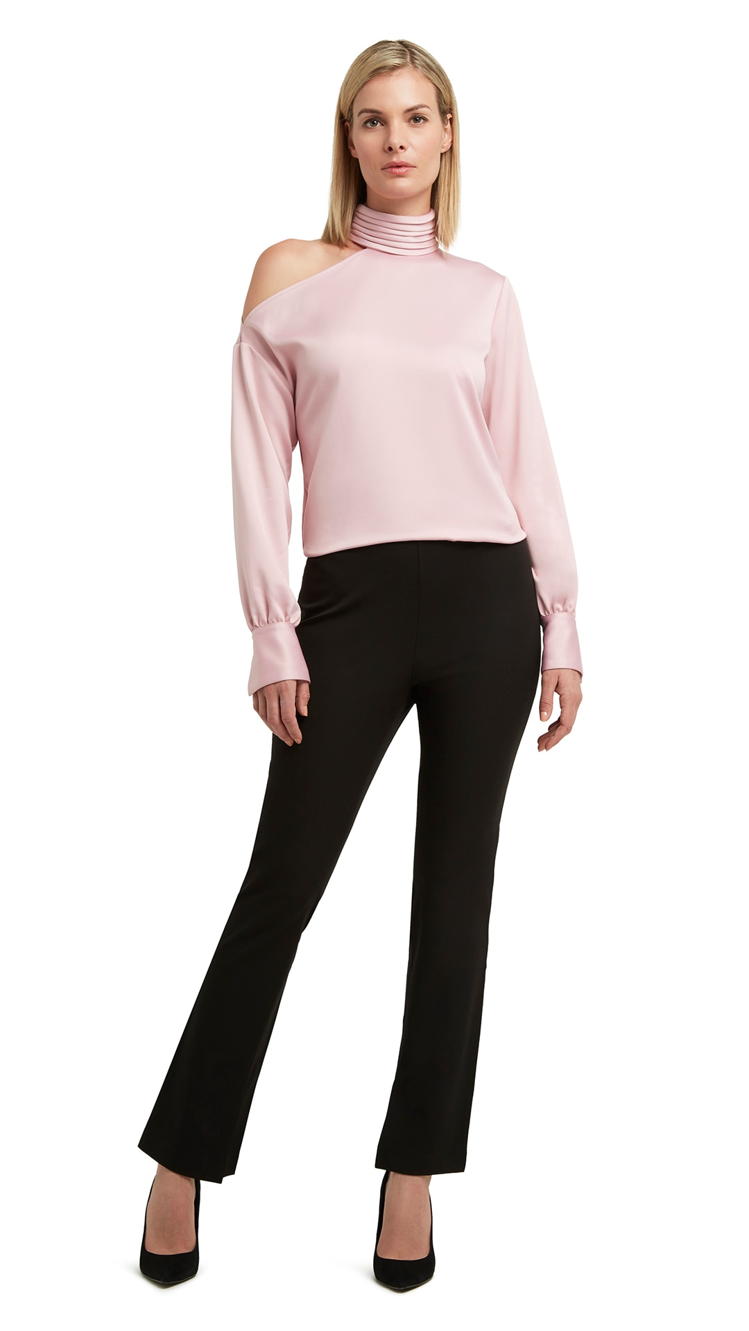 H Halston Open Shoulder Long Sleeve Blouse