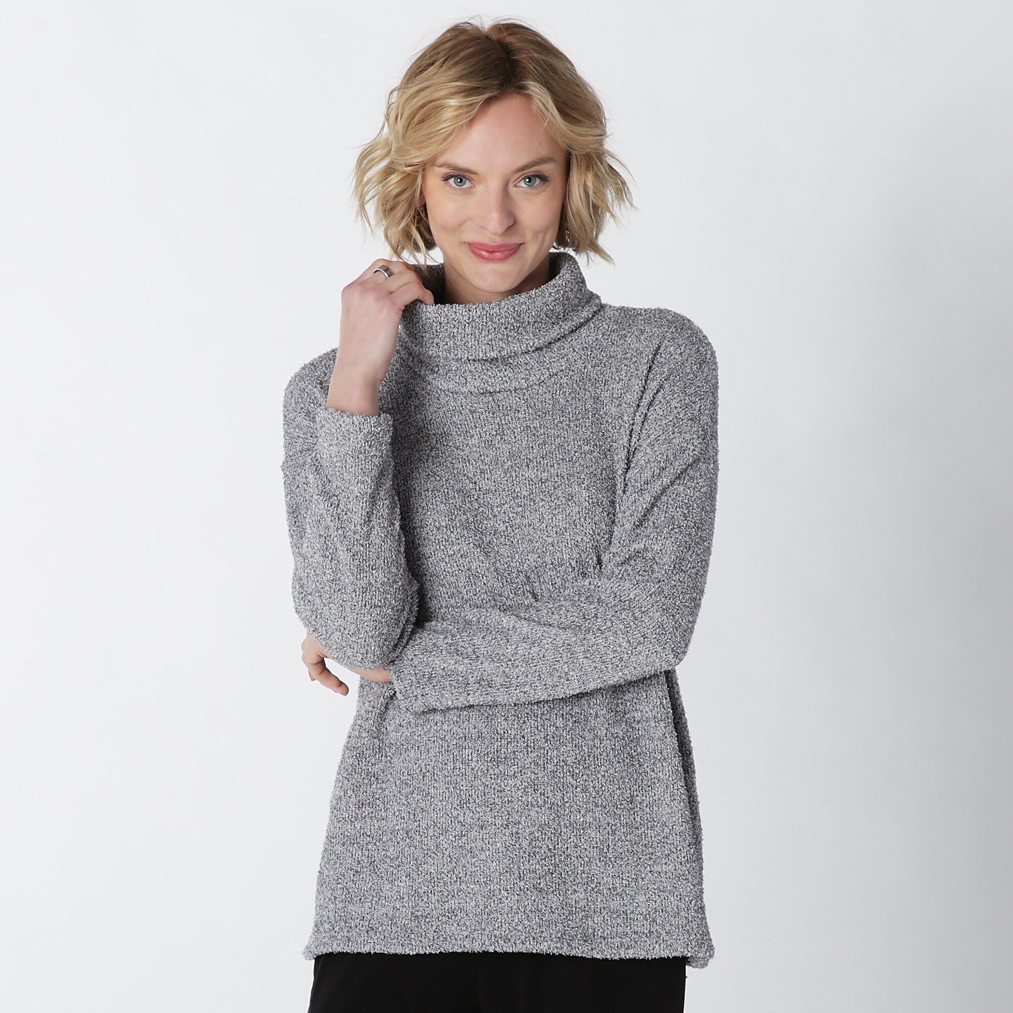 Boucle cowl neck clearance sweater