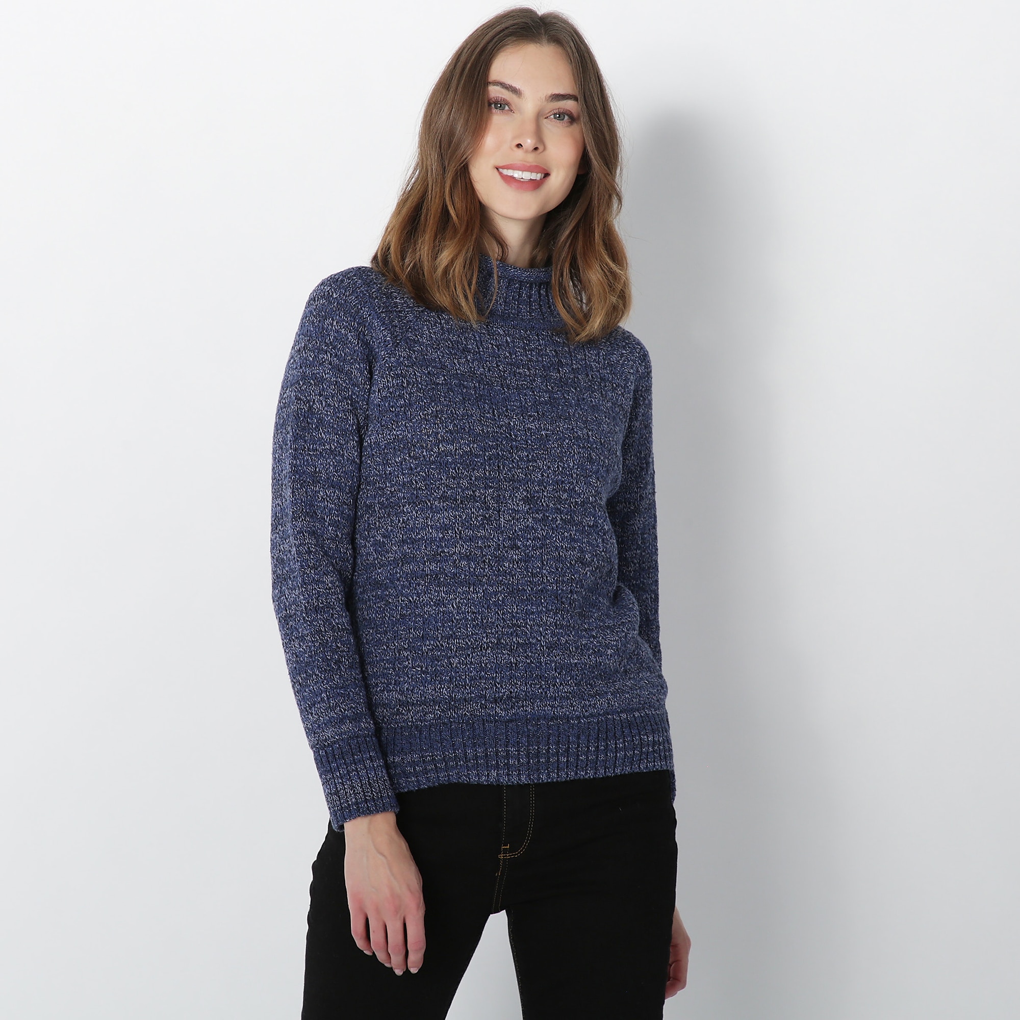 Cotton roll neck sweater sale