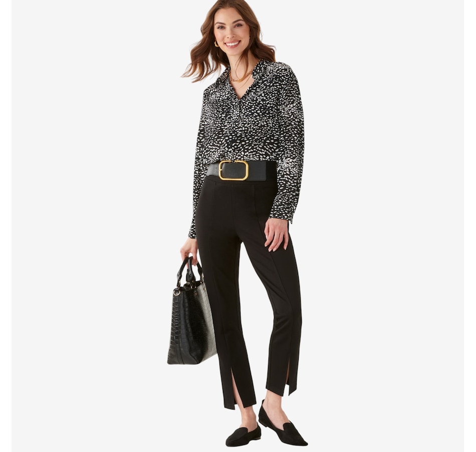 Image 225600_ALTMORE1.jpg, Product 225-600 / Price $69.99, Charlie Paige Ponte Bootcut Front Slit Pant from Charlie Paige on TSC.ca's Fashion department