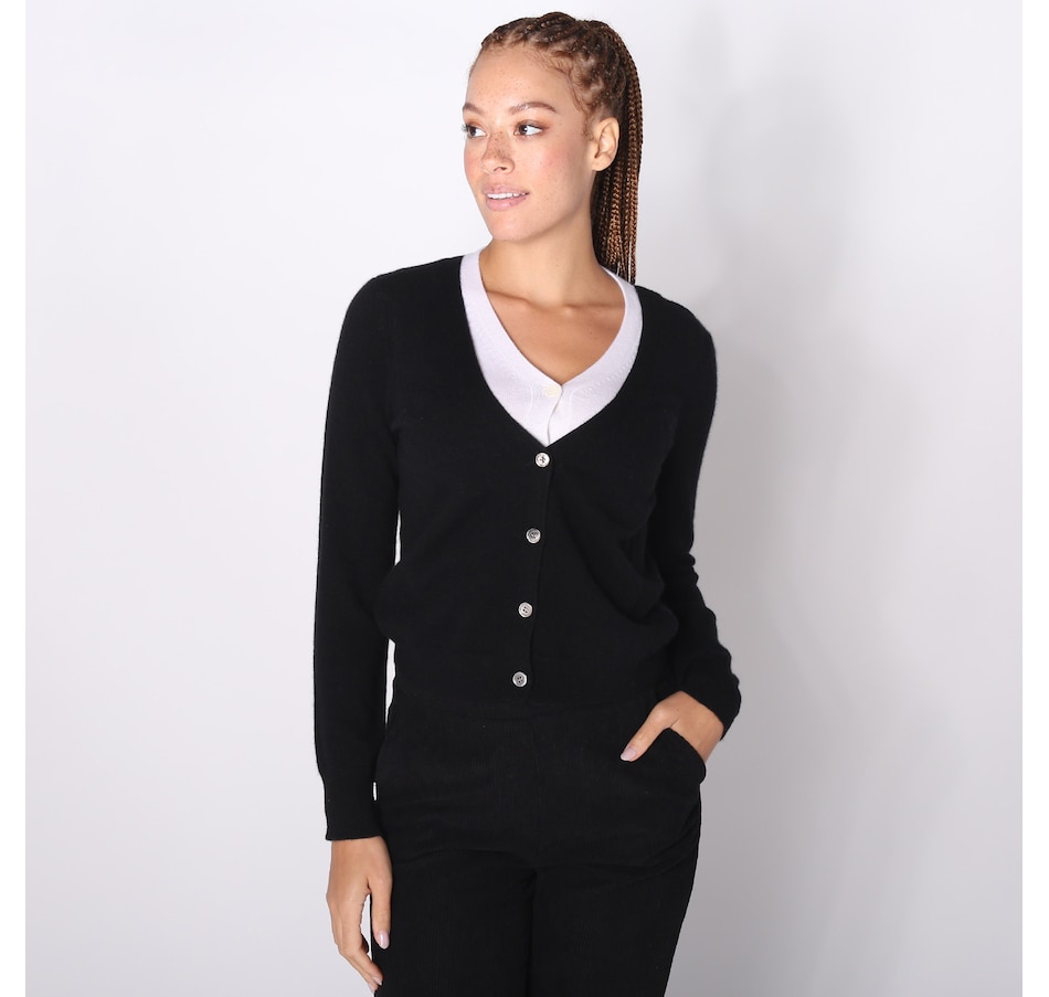 Image 225661_BLK.jpg, Product 225-661 / Price $149.88, Lusso Cashmere V-Neck Cardigan from Lusso Cashmere on TSC.ca's Fashion department