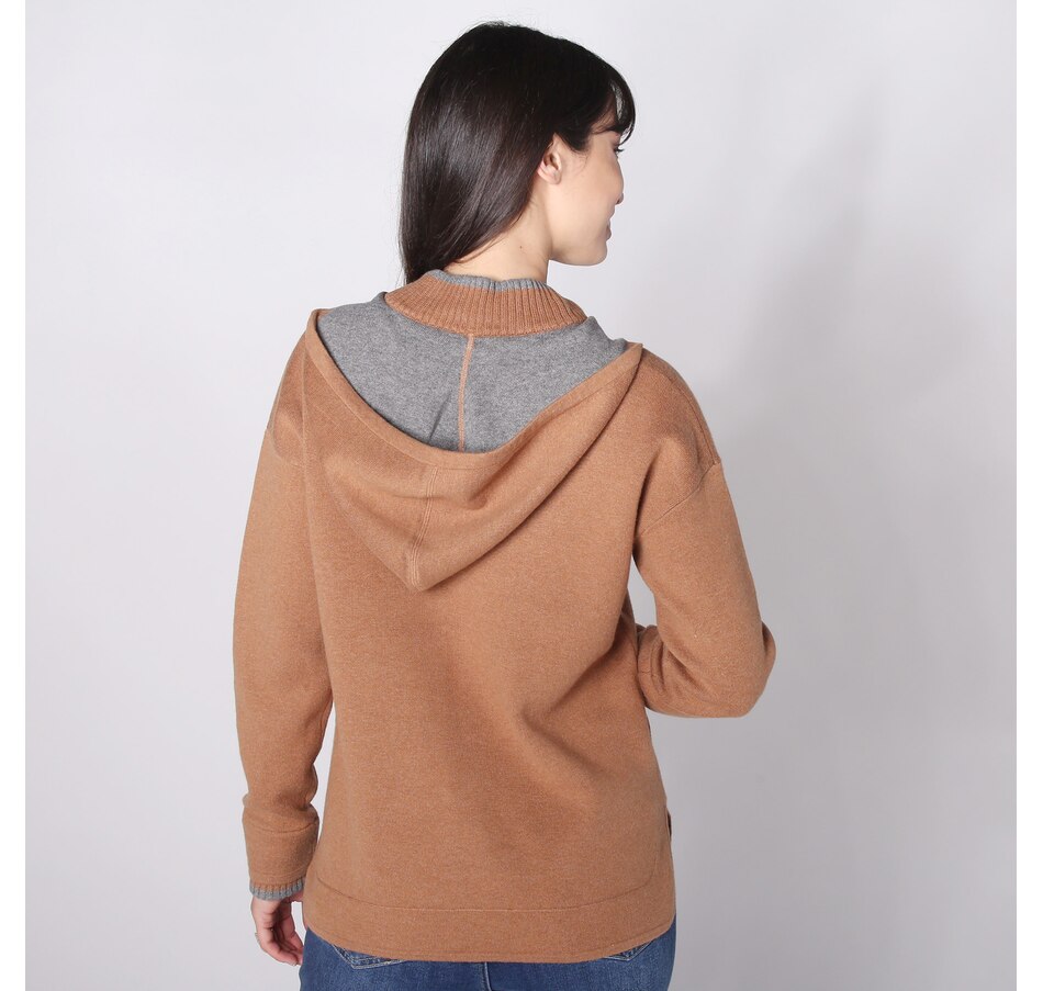 Image 225664_ALTMORE1.jpg, Product 225-664 / Price $149.88, Lusso Zip Front Hooded Cardi with Contrast Trim from Lusso Cashmere on TSC.ca's Fashion department