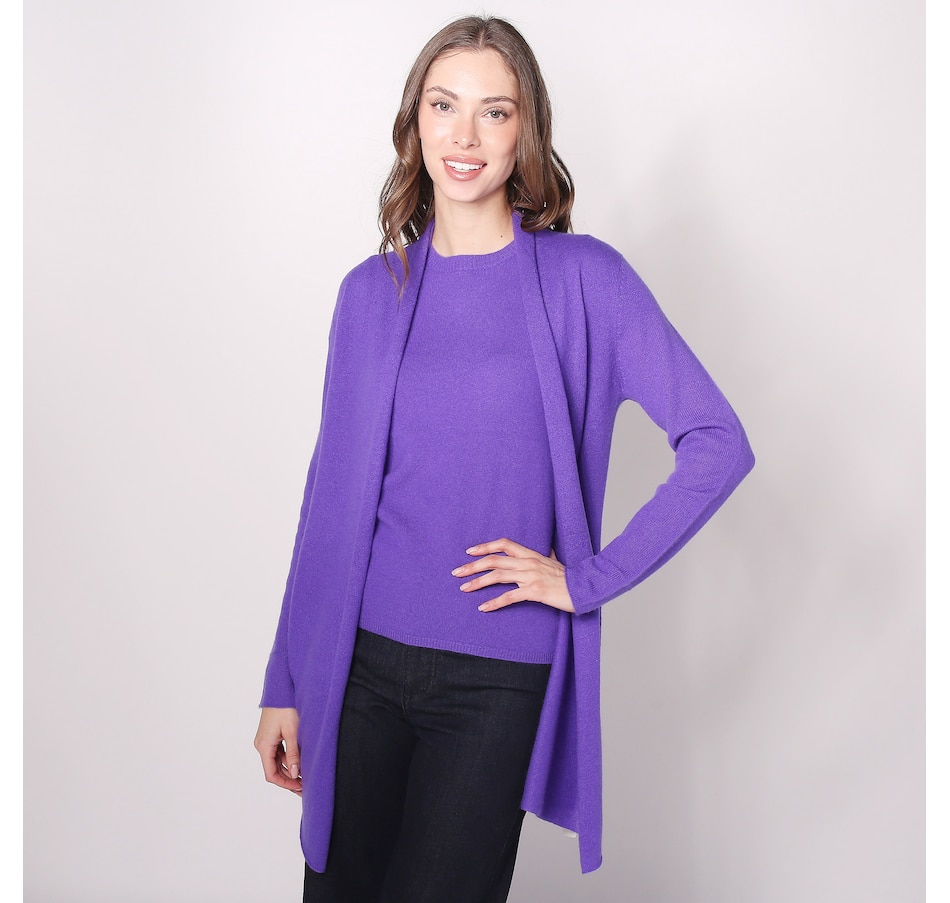 Image 225670_VIO.jpg, Product 225-670 / Price $99.88, Lusso Cashmere Open Front Cardigan from Lusso Cashmere on TSC.ca's Fashion department
