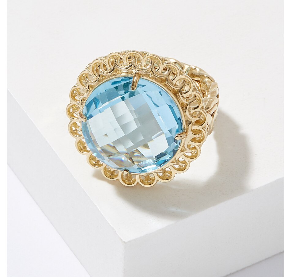 Image 225807.jpg, Product 225-807 / Price $649.99, Jewel of a Deal 14K Yellow Gold Checkerboard Faceted Sky Blue Topaz Ring  on TSC.ca's Jewellery department