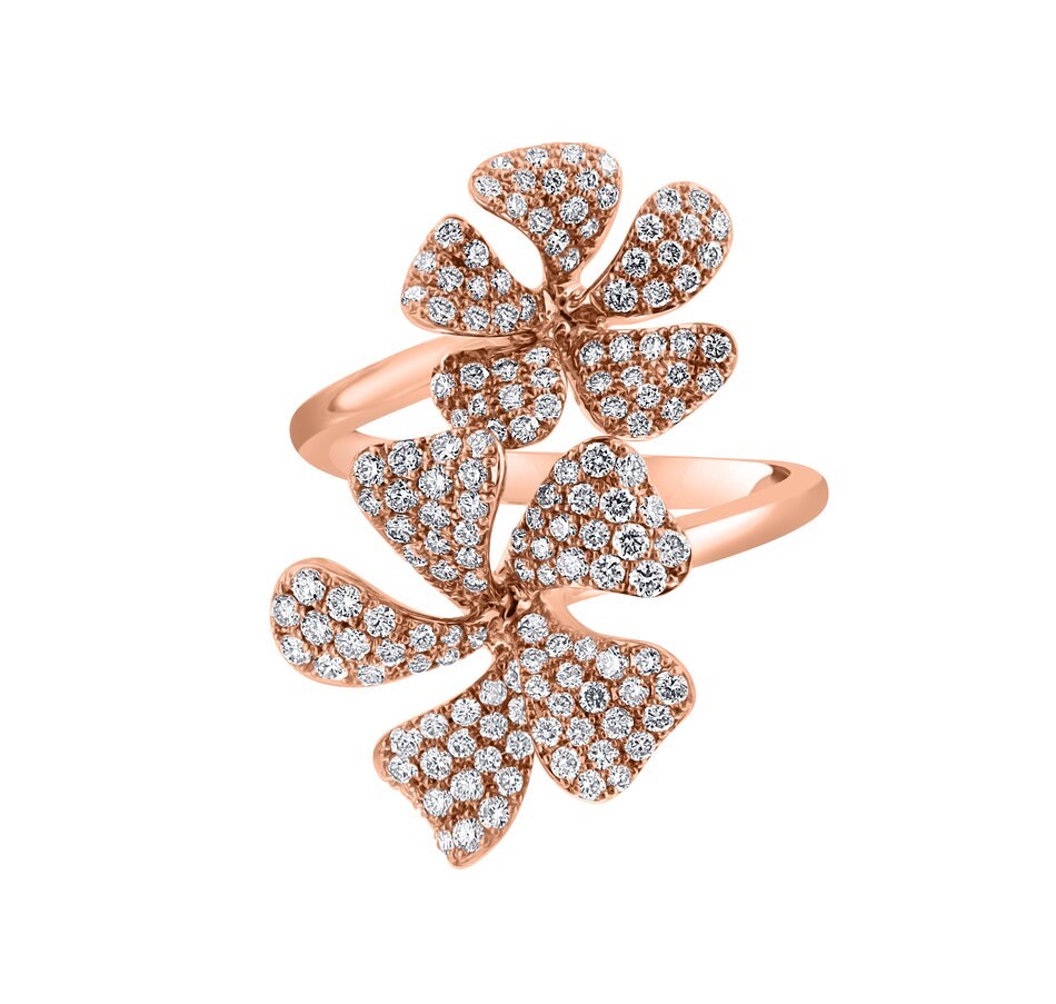 Jewellery Rings 14K Rose Gold Diamond Flower Ring TSC.ca Online