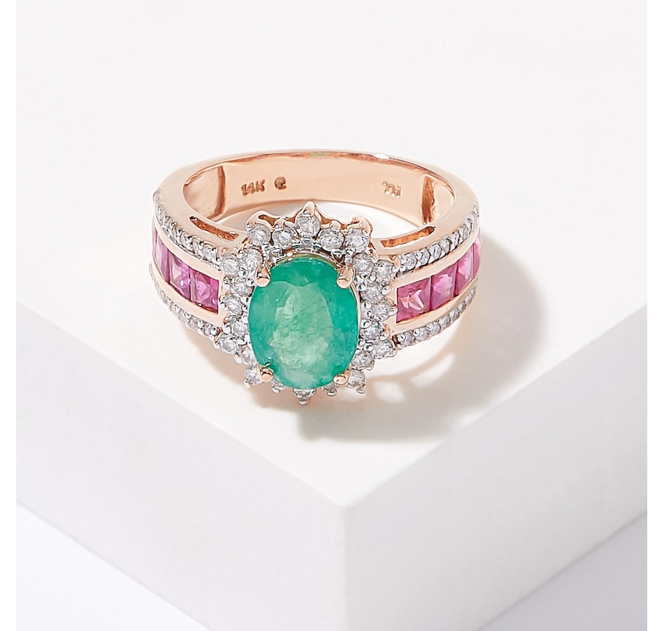 Image 226256.jpg, Product 226-256 / Price $1,289.33, 14K Rose Gold Emerald, Ruby & Diamond Ring from Best of Gems on TSC.ca's Jewellery department