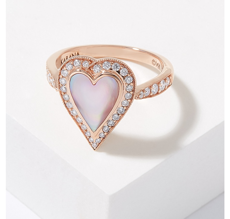 Image 226369.jpg, Product 226-369 / Price $3,465.99, Kabana 14K Rose Gold Heart Shape Pink Mother of Pearl & Diamond Ring from Kabana Jewellery on TSC.ca's Jewellery department