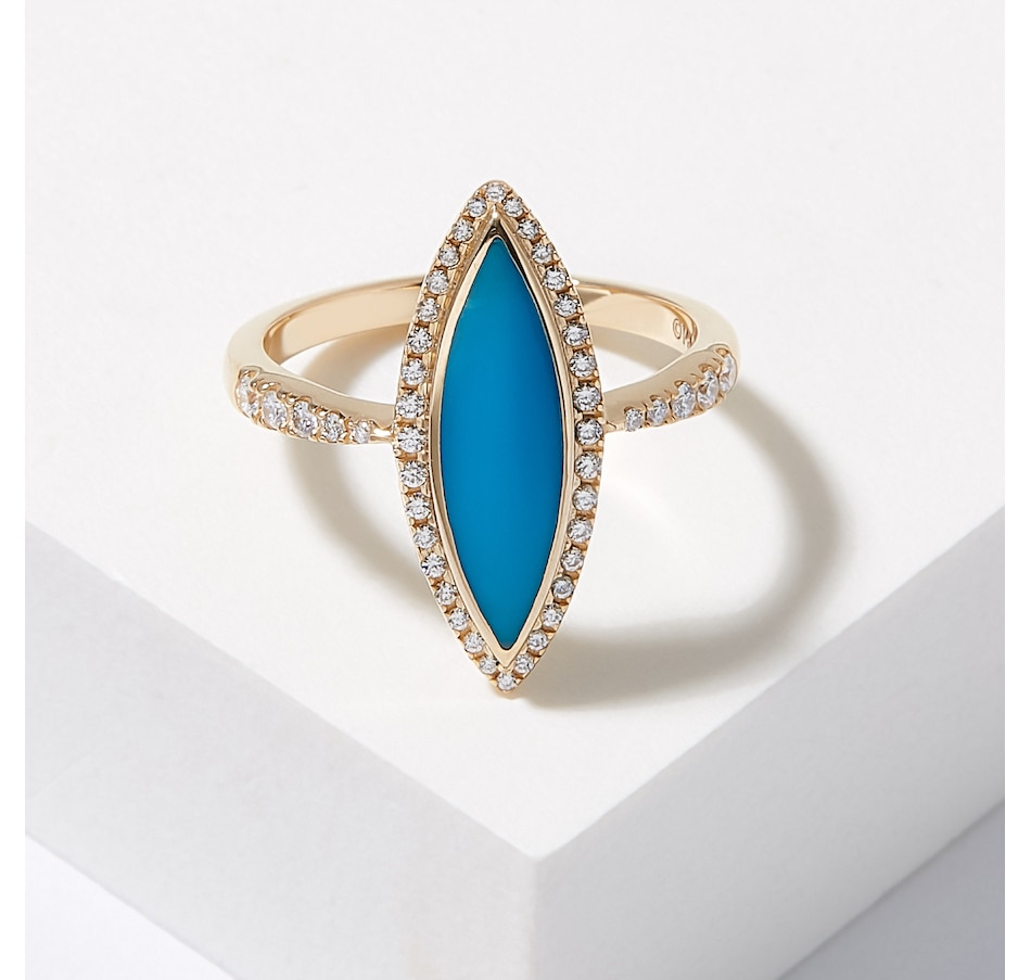 Image 226380.jpg, Product 226-380 / Price $3,570.99, Kabana 14K Yellow Gold Turquoise & Diamond Ring from Kabana Jewellery on TSC.ca's Jewellery department