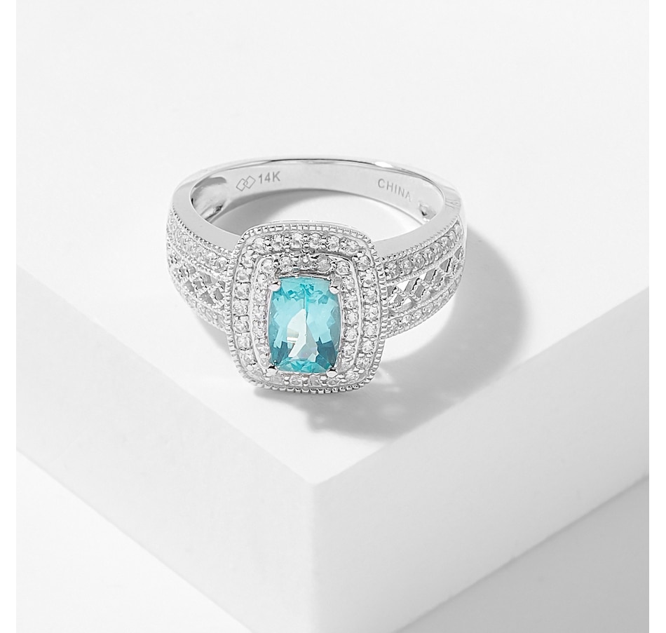 Image 226436.jpg, Product 226-436 / Price $479.33, Gem Creations 14K White Gold 1.25ctw Paraiba Apatite & White Zircon Ring from Gem Creations on TSC.ca's Jewellery department