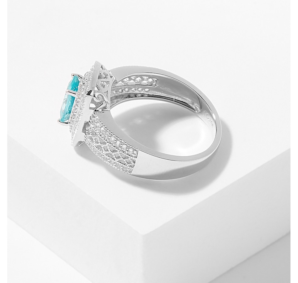 Image 226436_ALTMORE1.jpg, Product 226-436 / Price $479.33, Gem Creations 14K White Gold 1.25ctw Paraiba Apatite & White Zircon Ring from Gem Creations on TSC.ca's Jewellery department