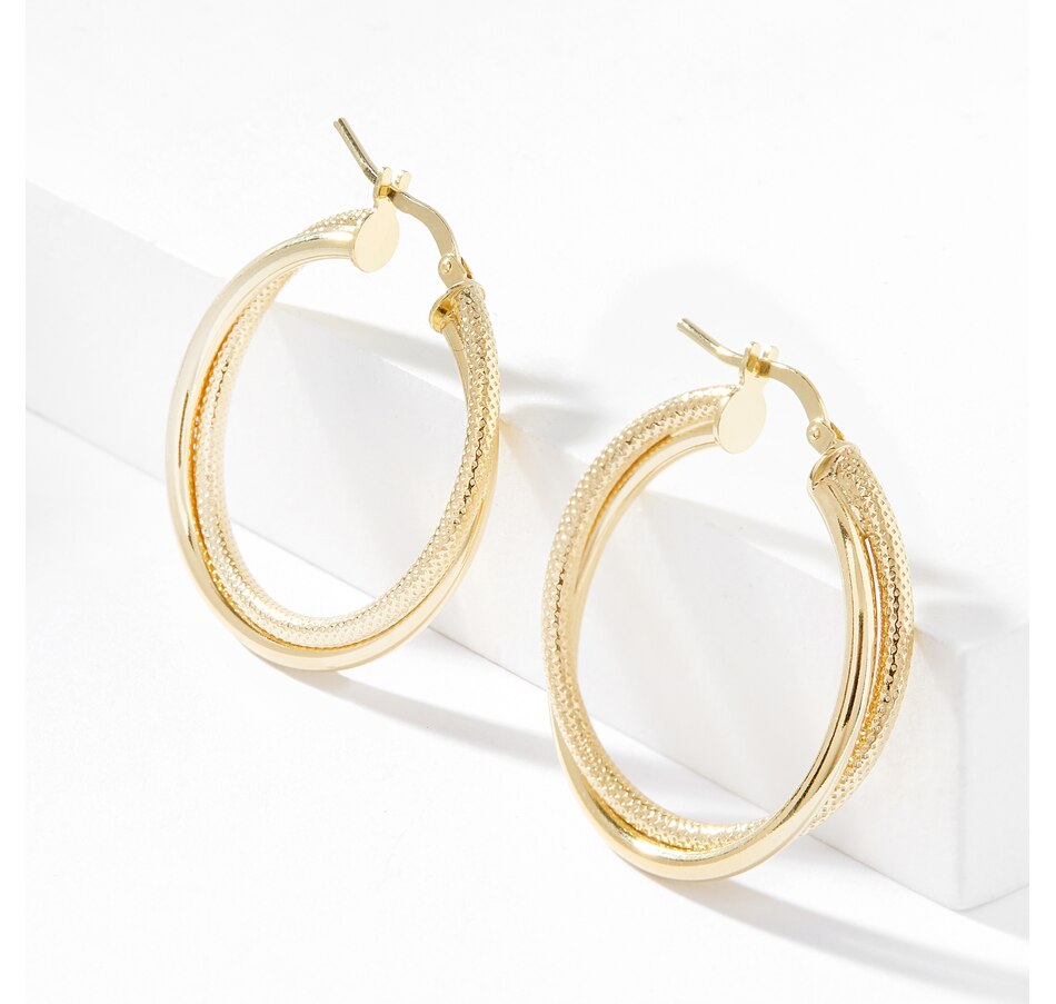 Image 226545_YGP.jpg, Product 226-545 / Price $69.99, Silver Gallery Sterling Silver 2 Row Wrap Hoop Earrings from Silver Gallery on TSC.ca's Jewellery department