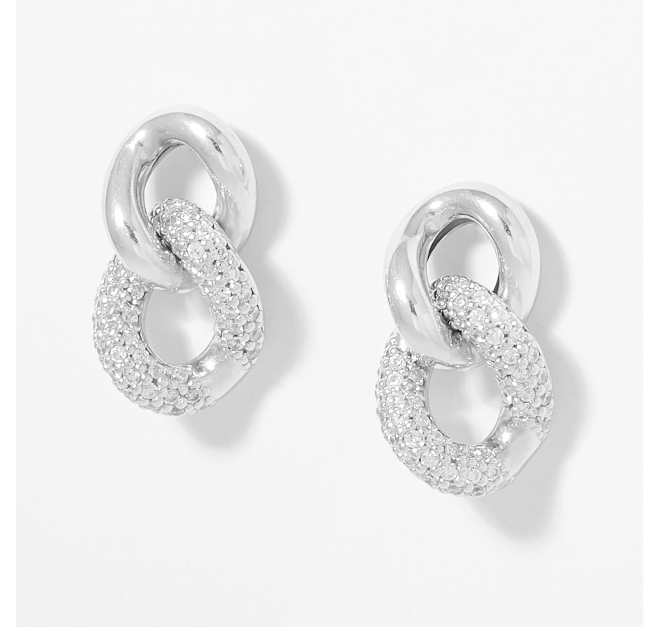 tsc.ca - UNOAERRE Silver Sterling Silver Curb Earrings With Crystals