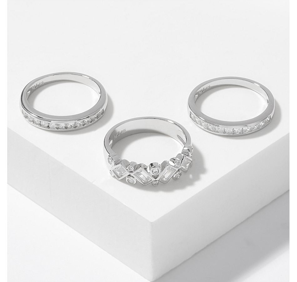 Jewellery - Rings - Diamonelle Sterling Silver Diamonelle Set of 3 ...