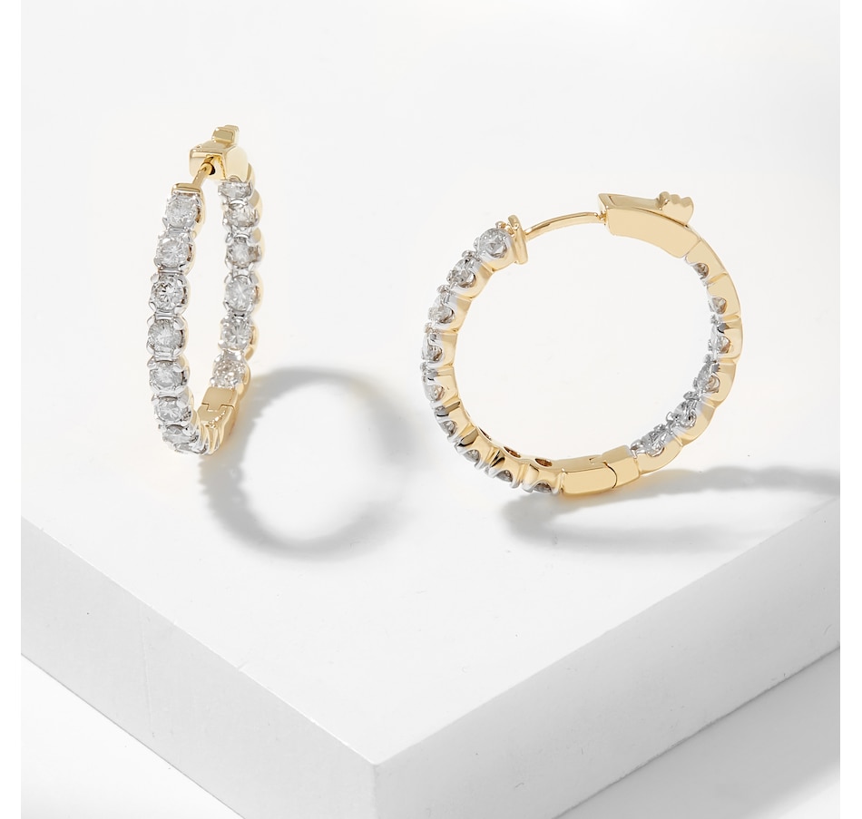 Image 226805.jpg, Product 226-805 / Price $4,799.99, 14K Yellow Gold 4.00ctw Diamond Hoop Earrings from The Vault on TSC.ca's Jewellery department