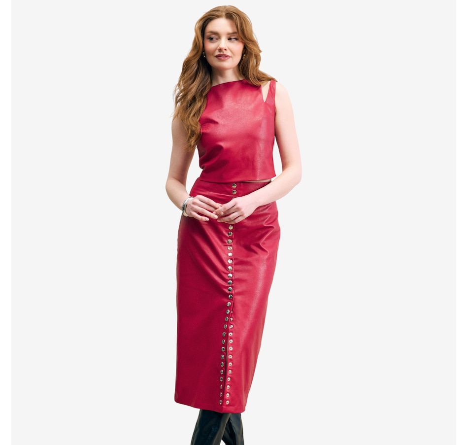 Image 226921_RED.jpg, Product 226-921 / Price $185.00, Hilary MacMillan Snap Front Pencil Skirt from Hilary MacMillan on TSC.ca's Fashion department