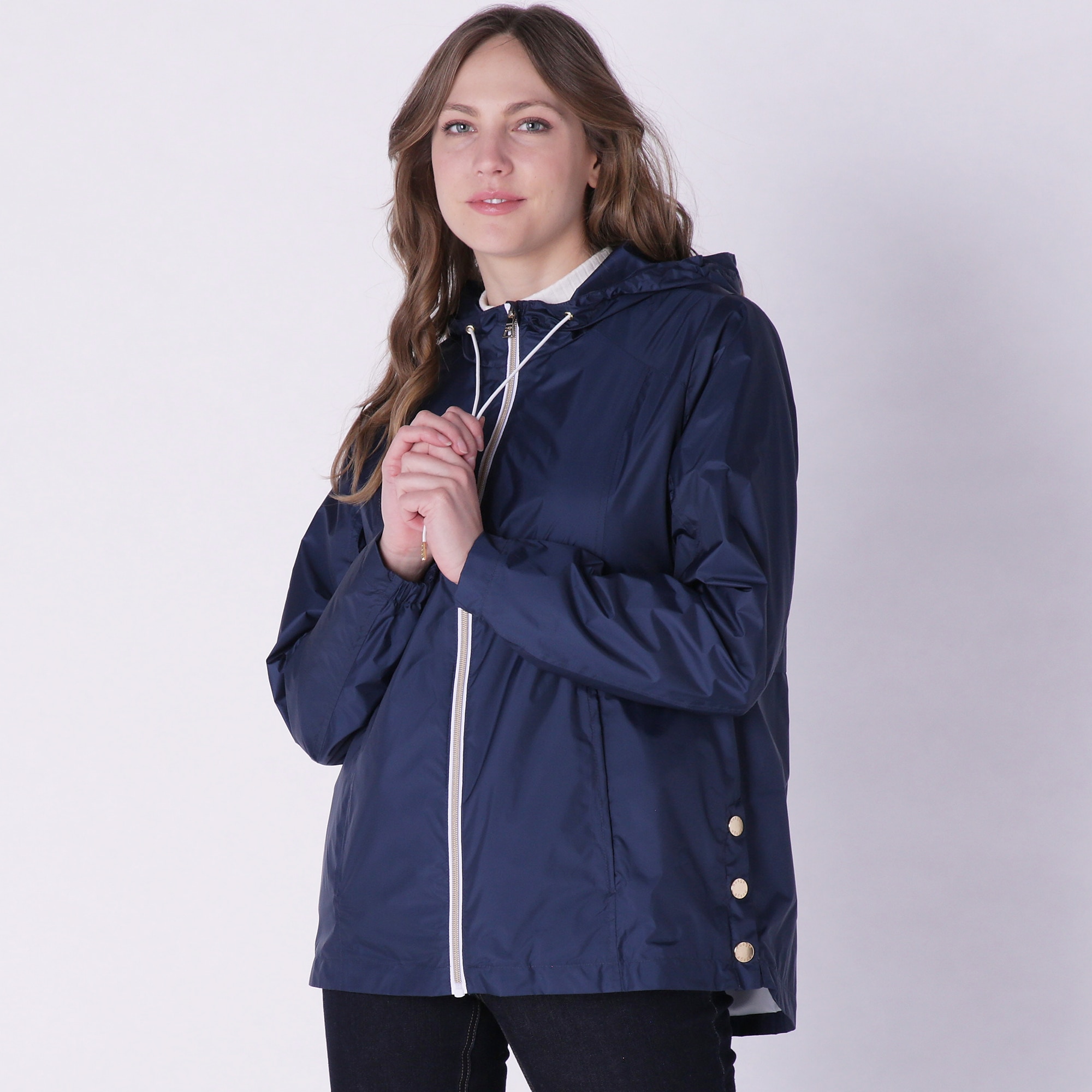 Nuage Hooded Water Repellent Jacket With Side Snaps