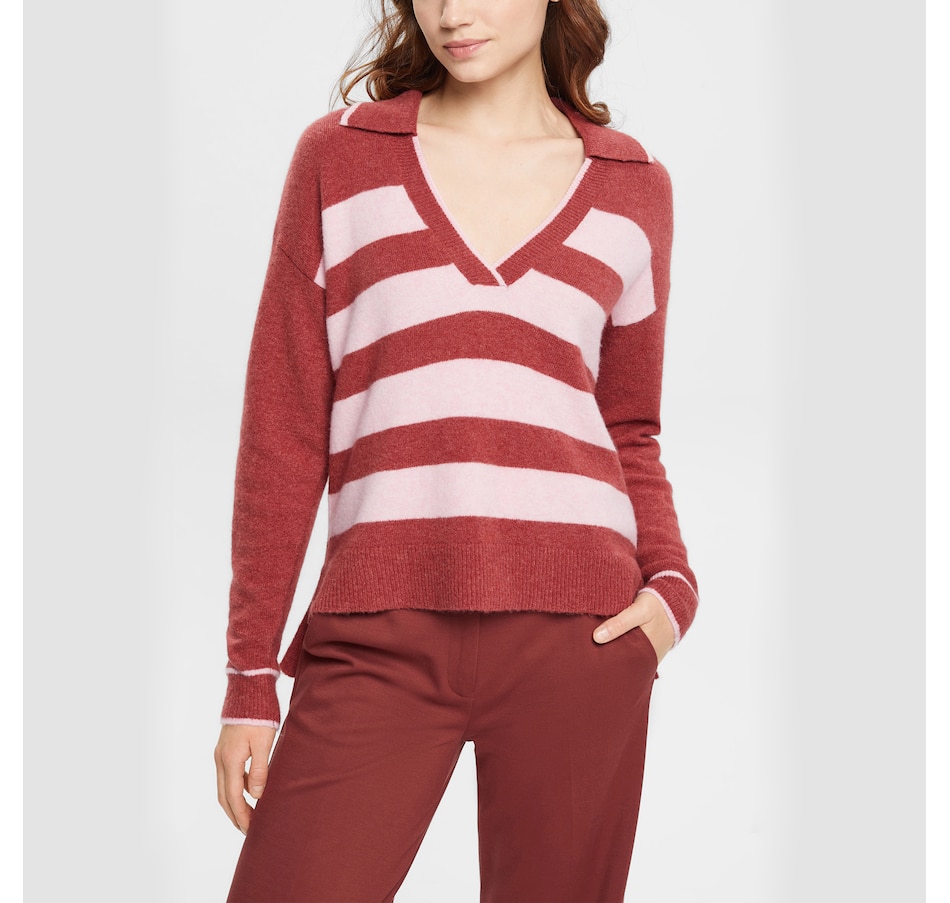 Image 227373_TRRC.jpg, Product 227-373 / Price $39.33, Esprit Deep V Striped Polo Sweater from Esprit on TSC.ca's Fashion department