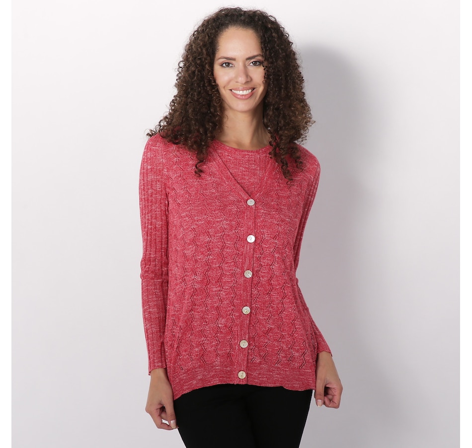 Clothing & Shoes - Tops - Sweaters & Cardigans - Cardigans - Diane Gilman Pointelle  Button Up Cardigan - Online Shopping for Canadians