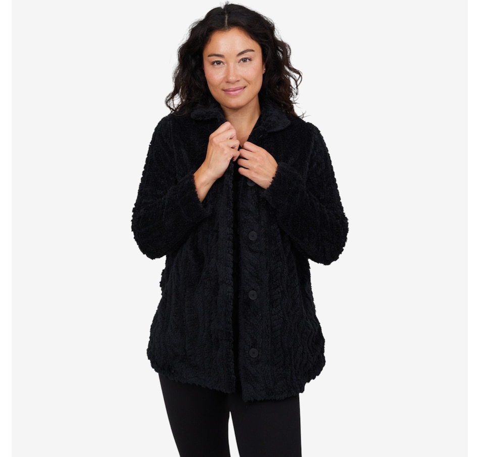 Image 227497_BLK.jpg, Product 227-497 / Price $39.88, Cuddl Duds Sculpted Sherpa Shacket from Cuddl Duds on TSC.ca's Fashion department