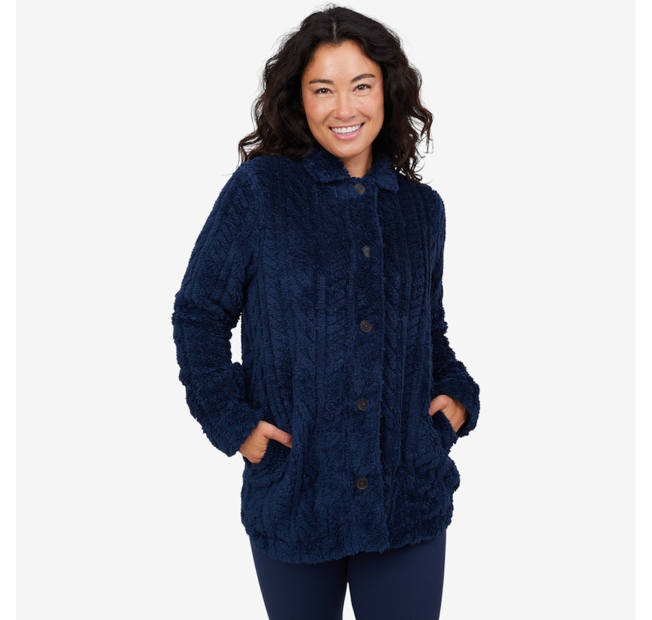 Image 227497_DSBLU.jpg, Product 227-497 / Price $39.88, Cuddl Duds Sculpted Sherpa Shacket from Cuddl Duds on TSC.ca's Fashion department