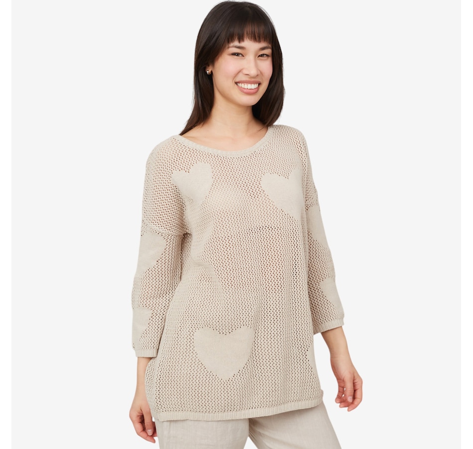 Image 227510_BGE.jpg, Product 227-510 / Price $59.88, Orange Fashion Village Open Weave Heart Sweater from Orange Fashion Village on TSC.ca's Fashion department