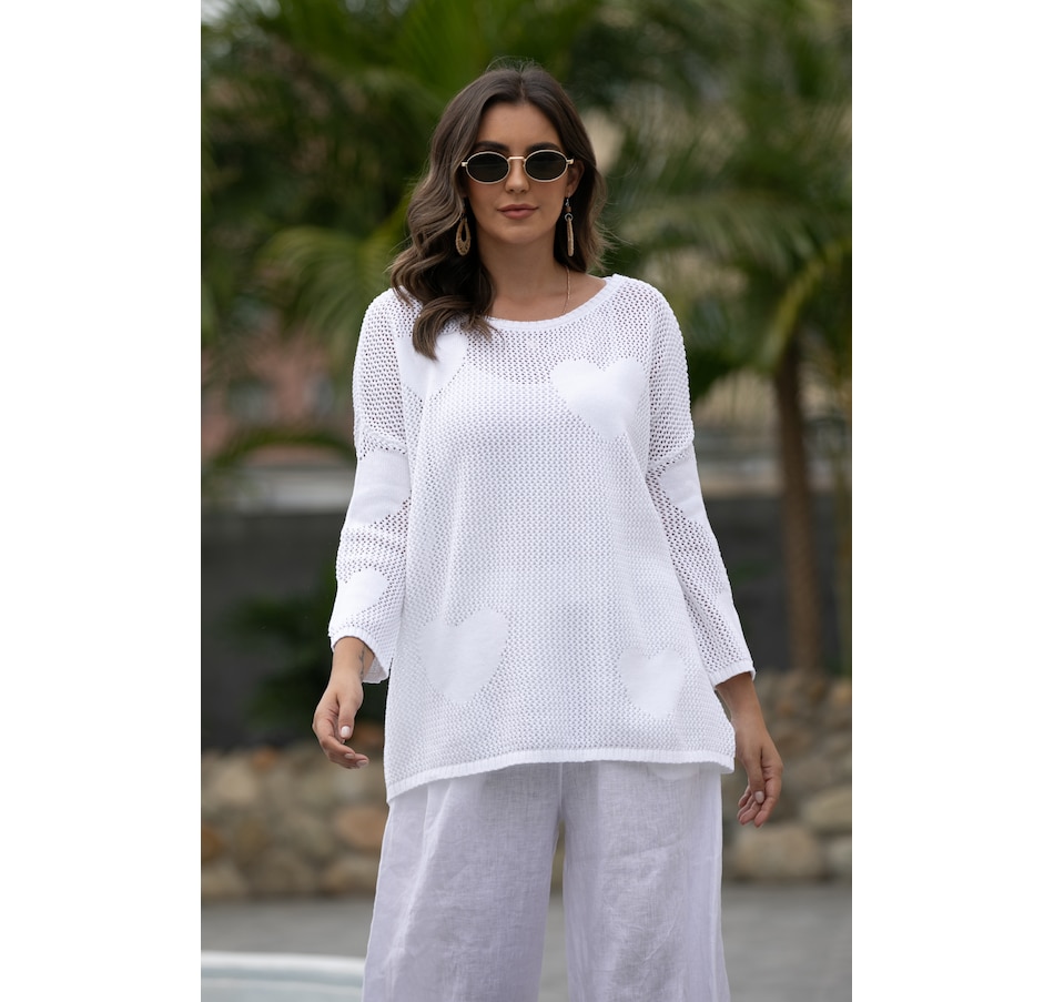 Image 227510_WHT.jpg, Product 227-510 / Price $59.88, Orange Fashion Village Open Weave Heart Sweater from Orange Fashion Village on TSC.ca's Fashion department