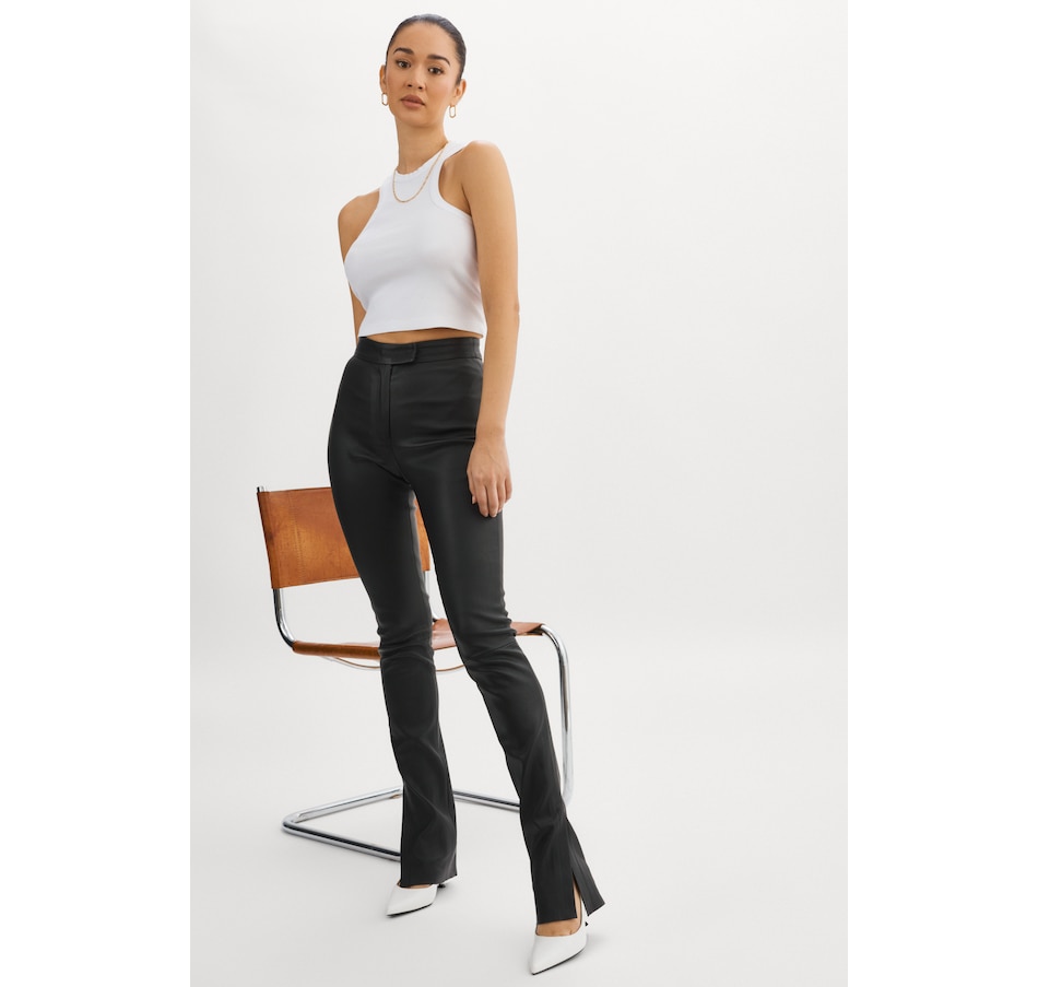 Clothing & Shoes - Bottoms - Leggings - LAMARQUE Dawn Leather Long Inseam  Leggings With Side Slit - Online Shopping for Canadians