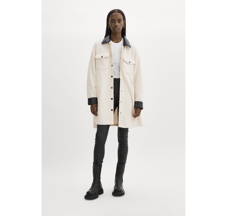 Image 227549_IVR.jpg, Product 227-549 / Price $79.33, LAMARQUE Polar Fleece With Faux Leather Zozia Trim Long Shirt Dress With Long Sleeves from LAMARQUE on TSC.ca's Fashion department